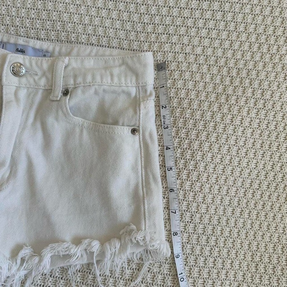 White Frayed Hem Women’s Sun & Moon Shorts - Picture 7 of 8